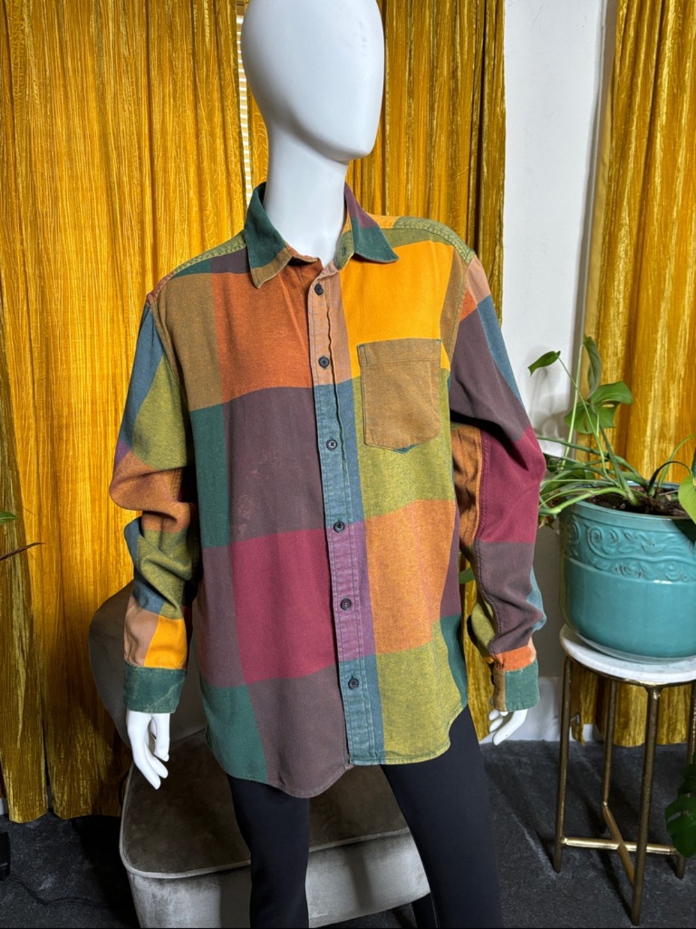 BDG Multicolor Plaid Button-Down Shirt “baggy/oversized “